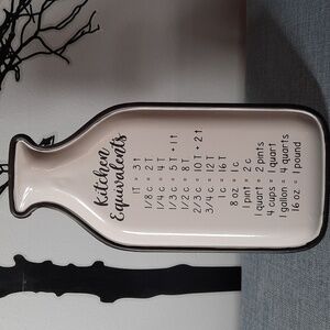 Kitchen Equivalents Cooking Baking Chart Painted Metal Milk Bottle Hang Sit Gray